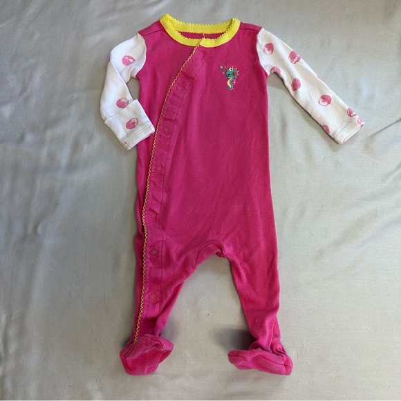 Place Pink and White Footies One Piece with Built-in Feet - Picture 1 of 5